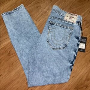 True Religion Men's Light Wash Slim Straight Jeans